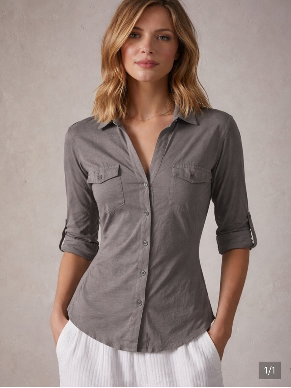 James Perse Slub Side Panel Shirt - Gray